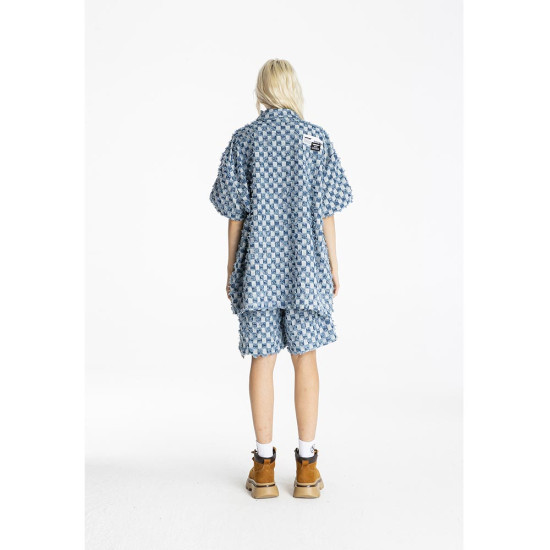 MWM Unisex Πουκάμισο Oversize Checkered Denim Shirt